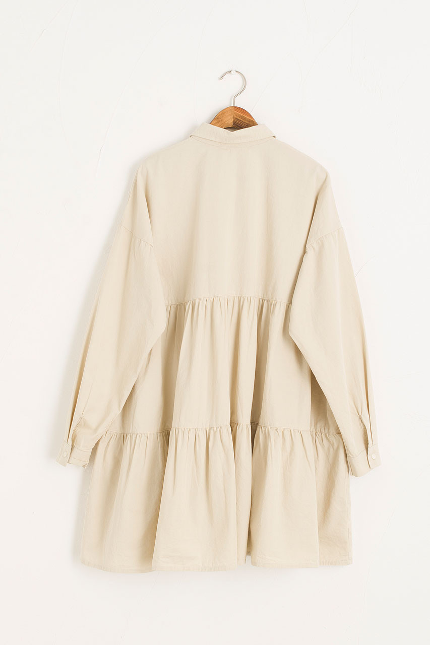 Leon Tiered Dress, Beige