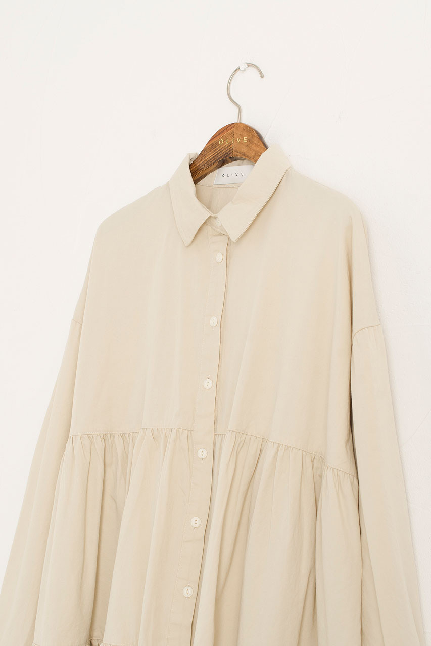 Leon Tiered Dress, Beige