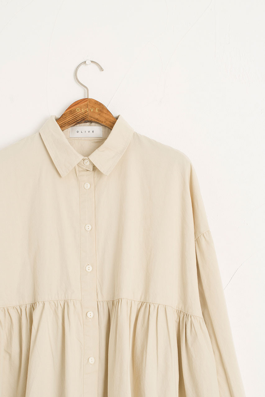 Leon Tiered Dress, Beige