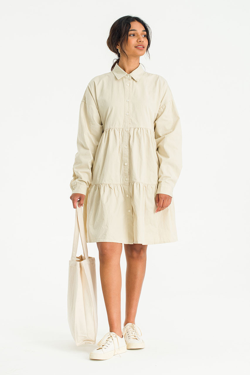 Leon Tiered Dress, Beige