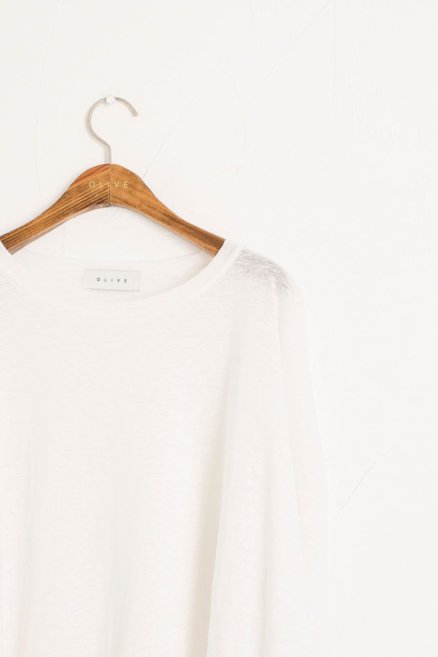 Linen Mix Basic Tee, Ivory