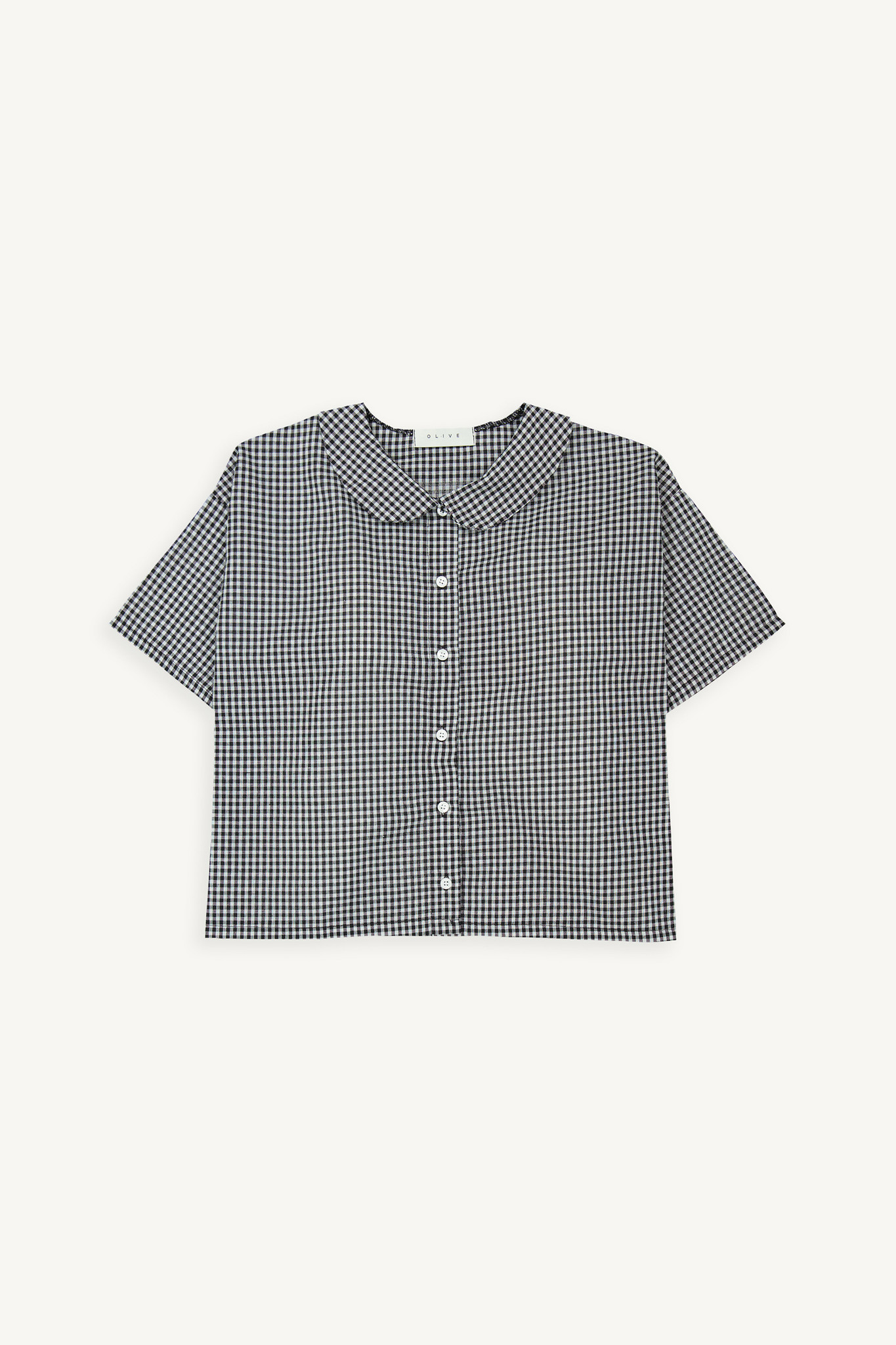 Gingham Check Collar Blouse, Black