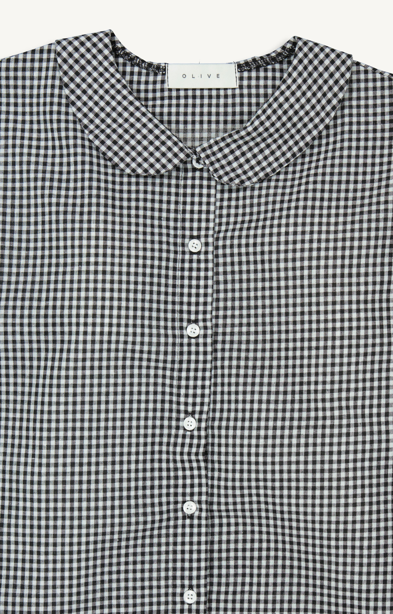 Gingham Check Collar Blouse, Black