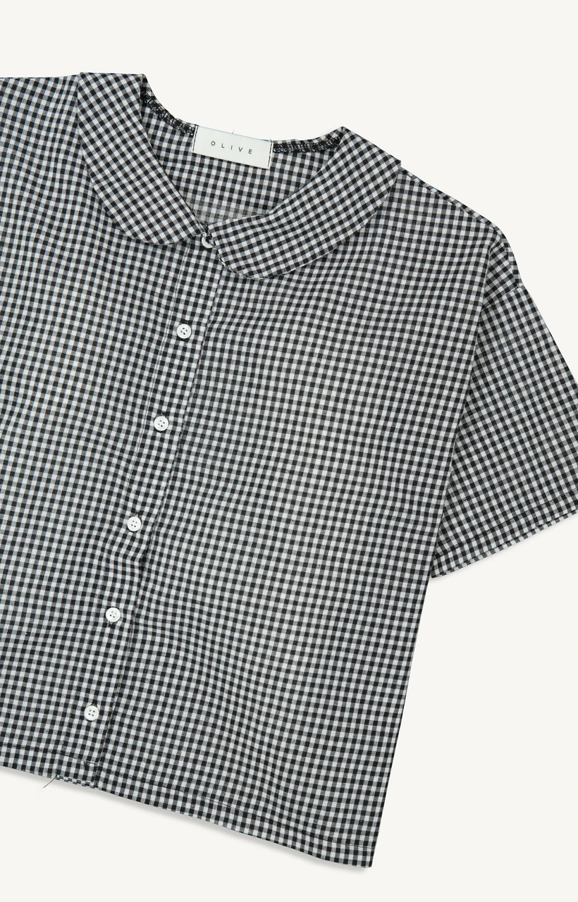 Gingham Check Collar Blouse
