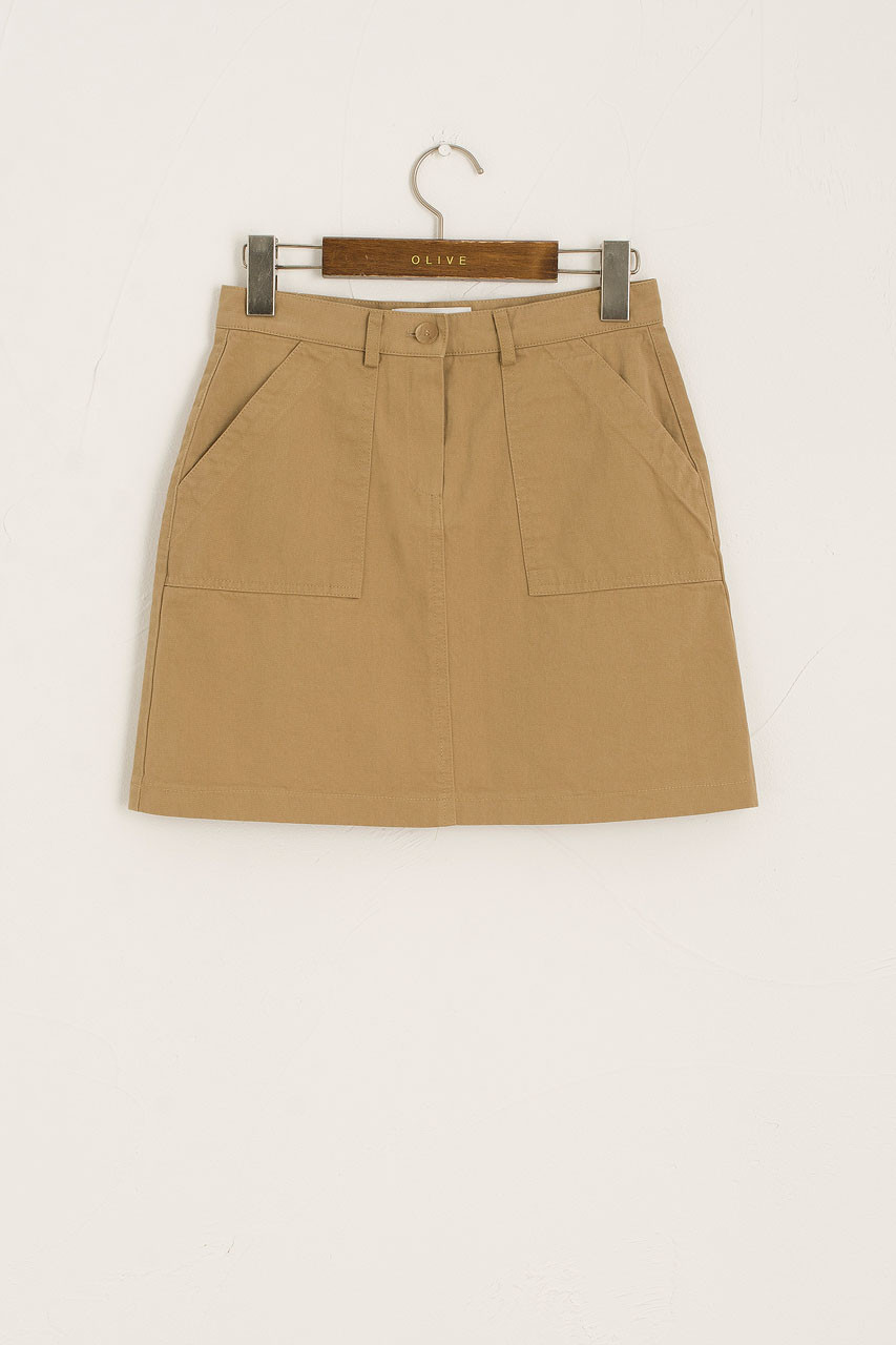 Cotton Cargo Mini Skirt, Beige