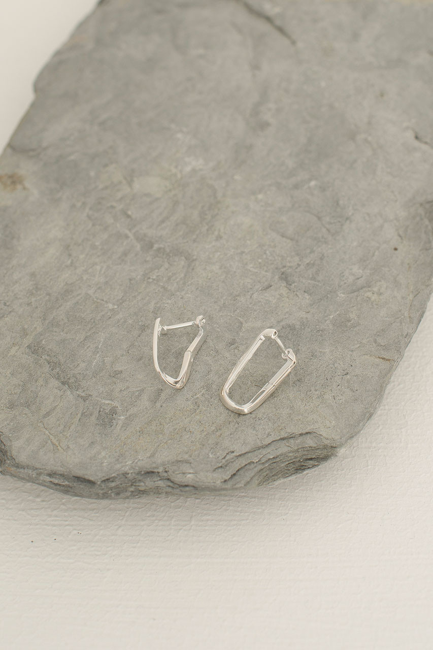 Block Twist Hoop Earrings, Sterling Silver