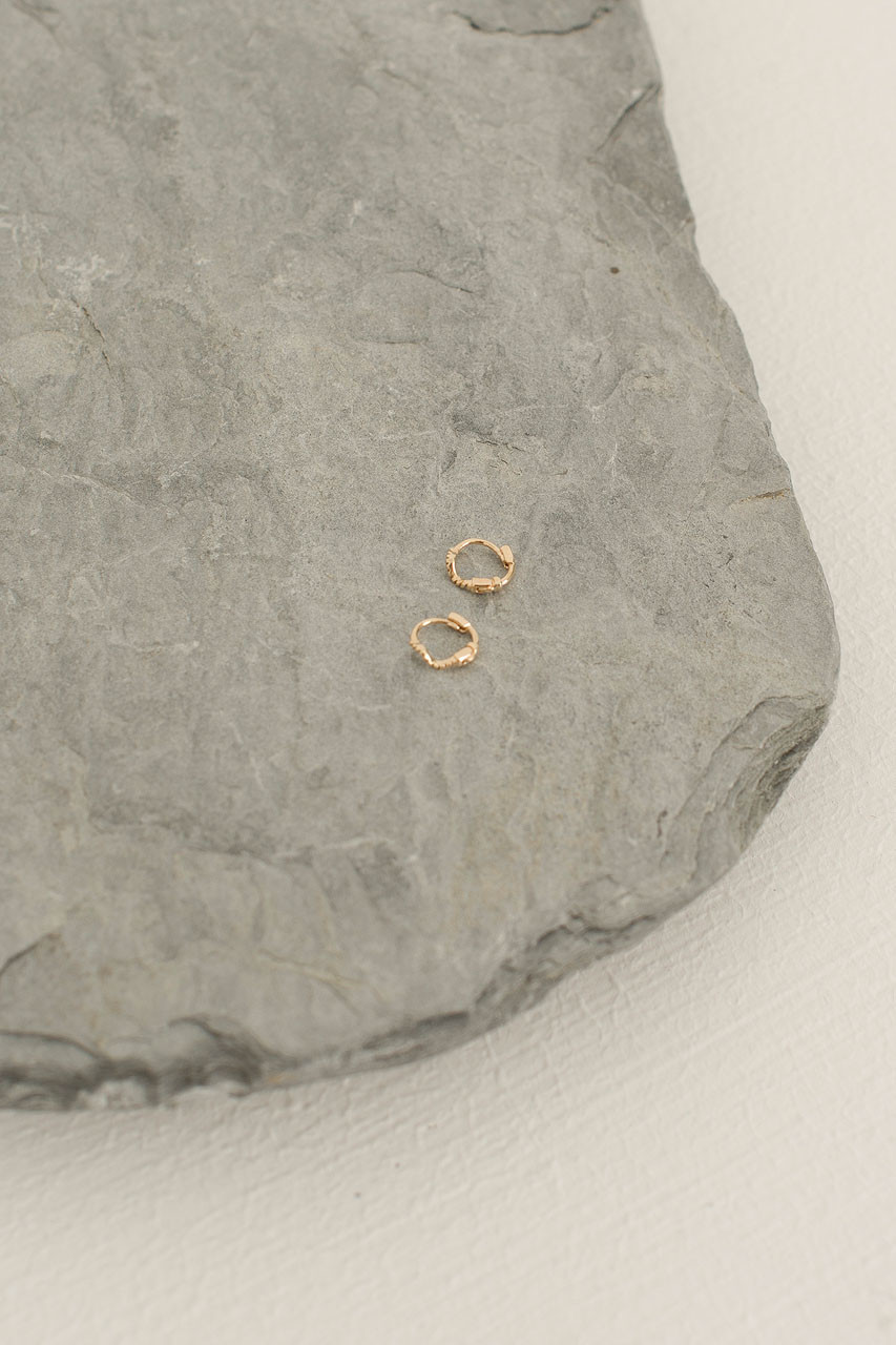 Tiny Wave Hoop Earrings, 14K Gold