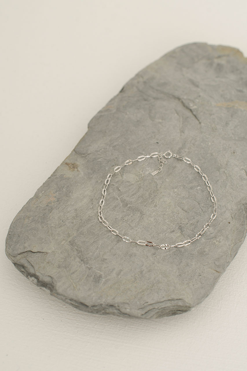 Mini Chain Anklet, Sterling Silver