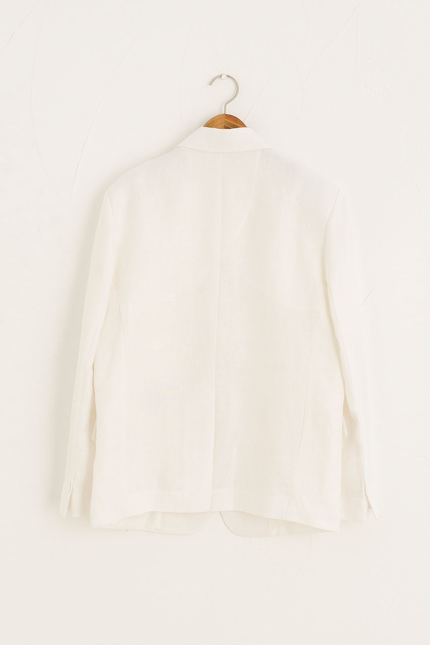 Linen Herringbone Jacket, Ivory