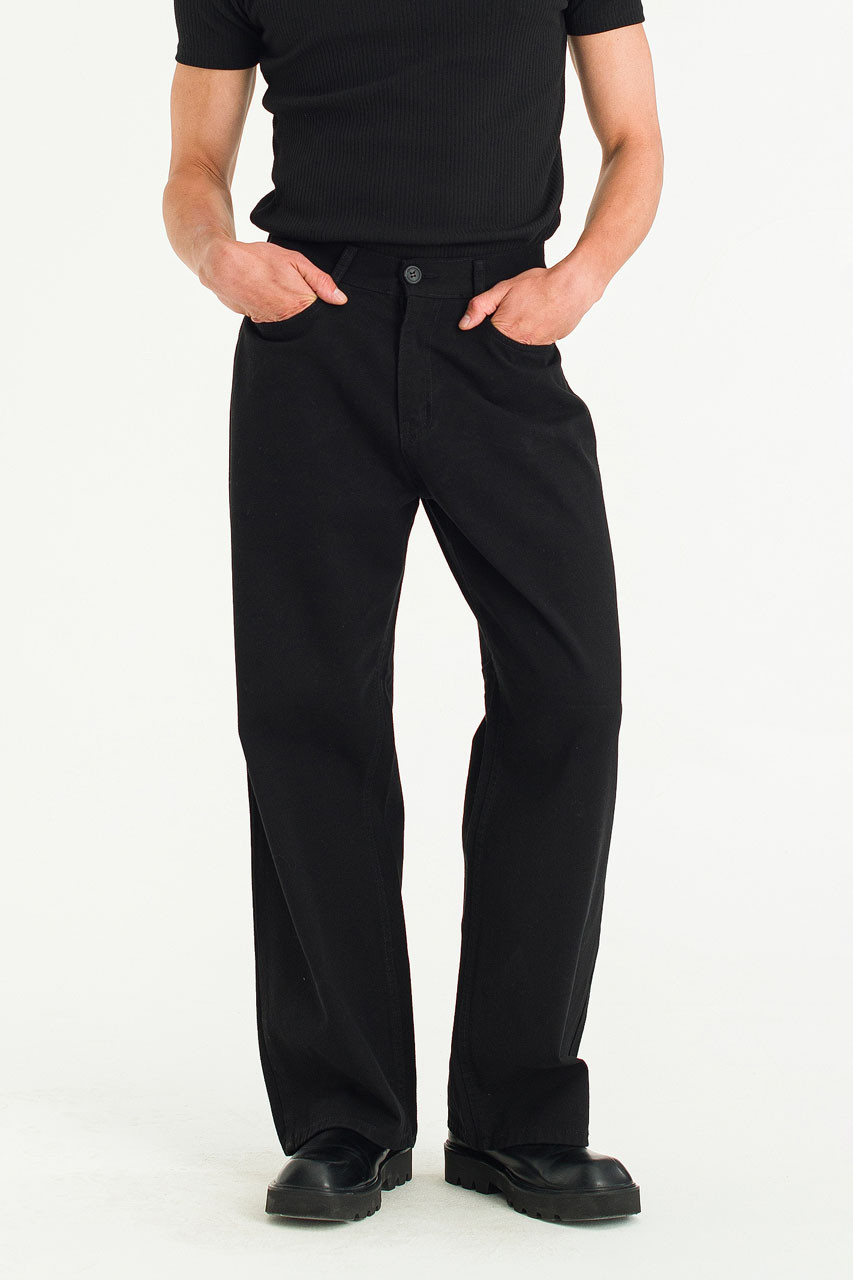 Menswear | Wide Twill Pants, Black
