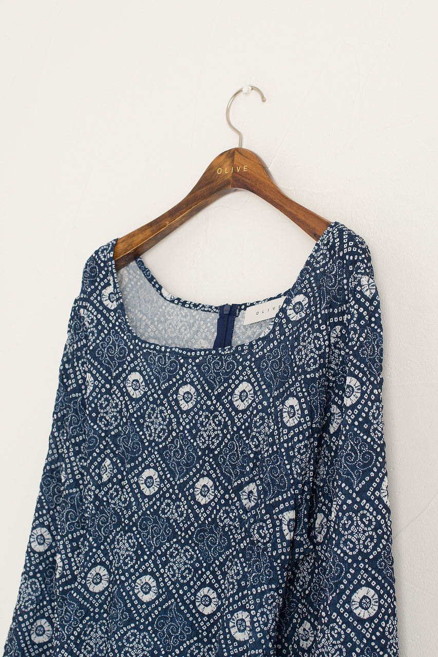 Printed Mini Dress, Navy