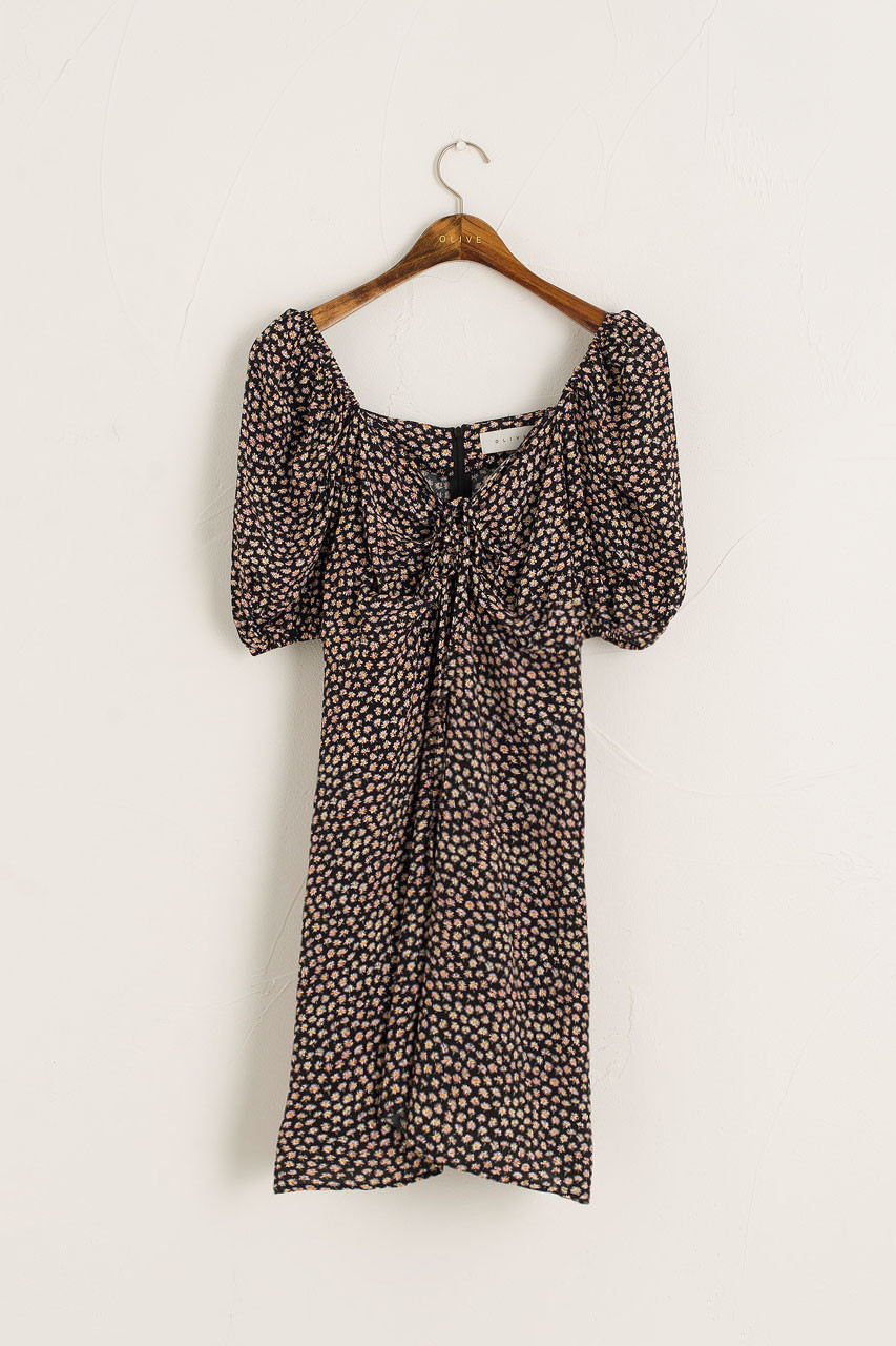 Kiko Ditsy Flower Mini Dress, Black