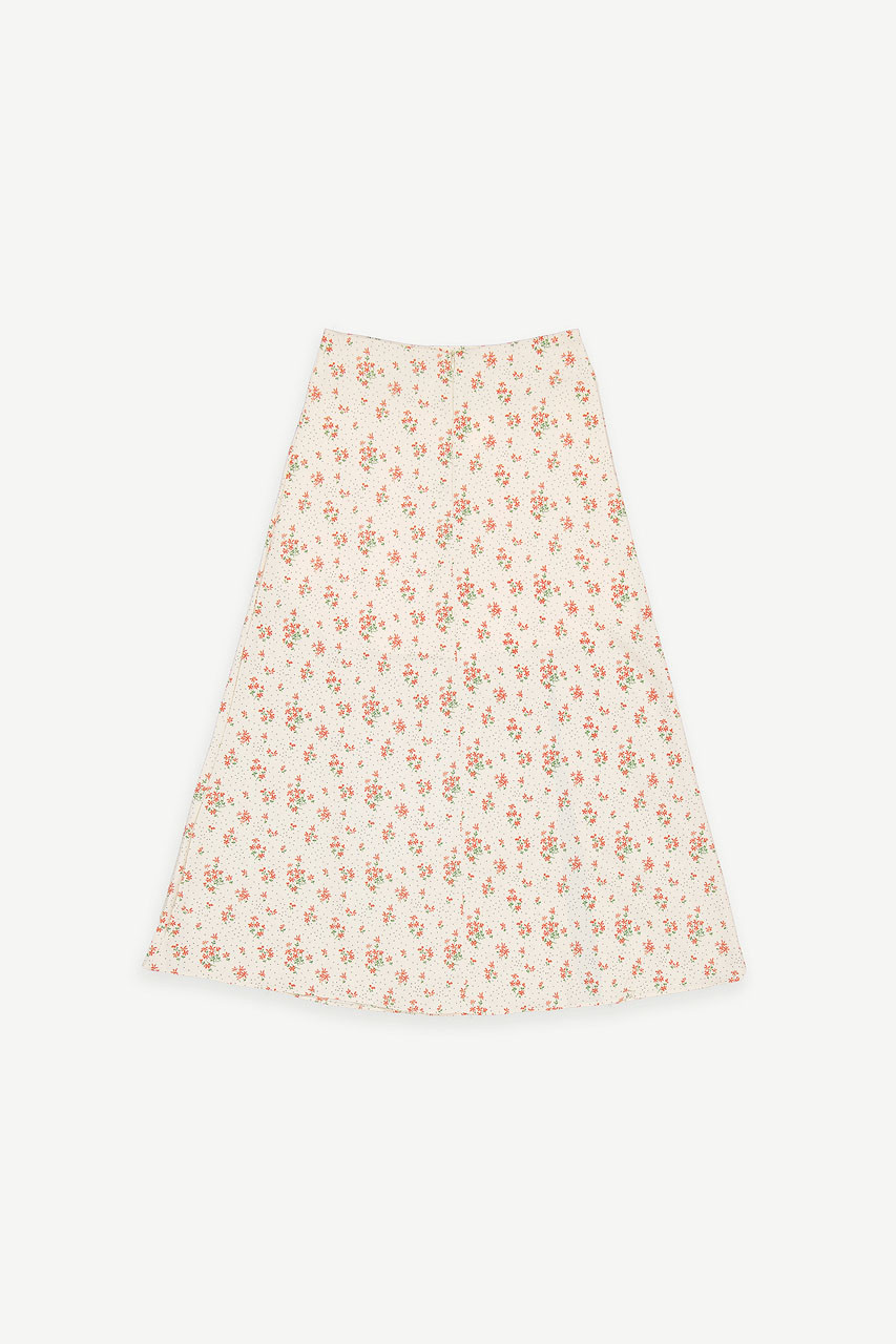 Hana Slit Flower Skirt, Ivory