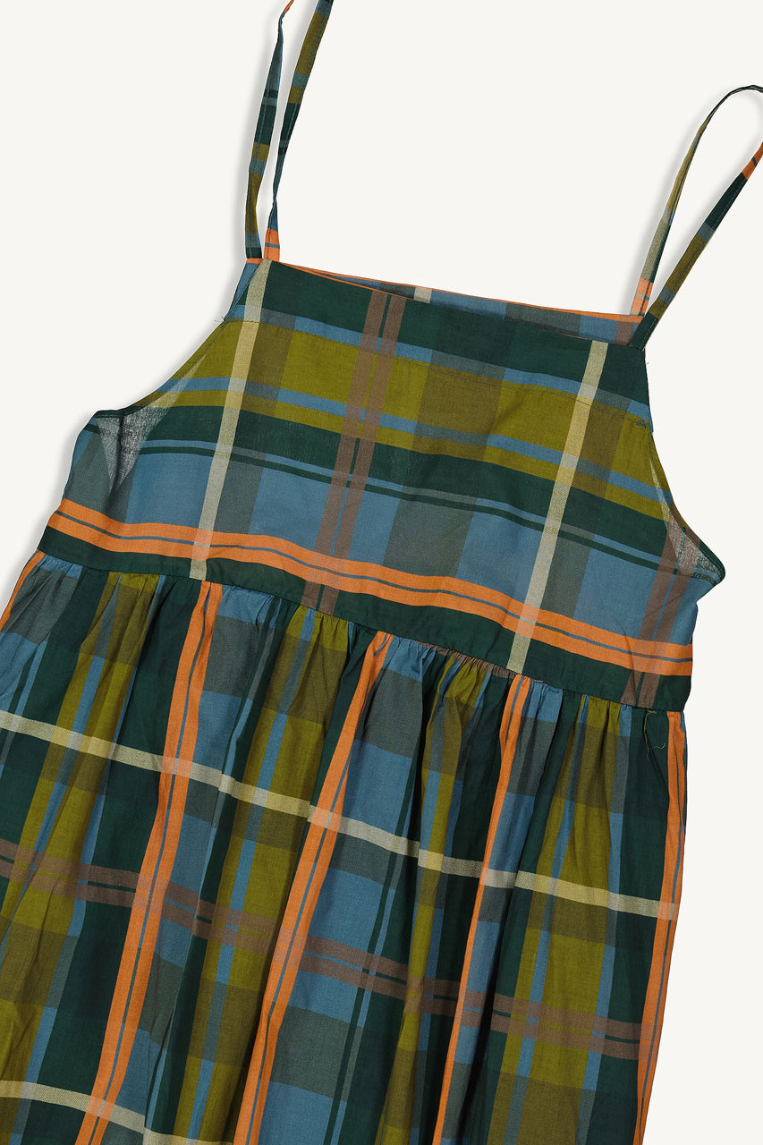 Check Slip Dress, Orange