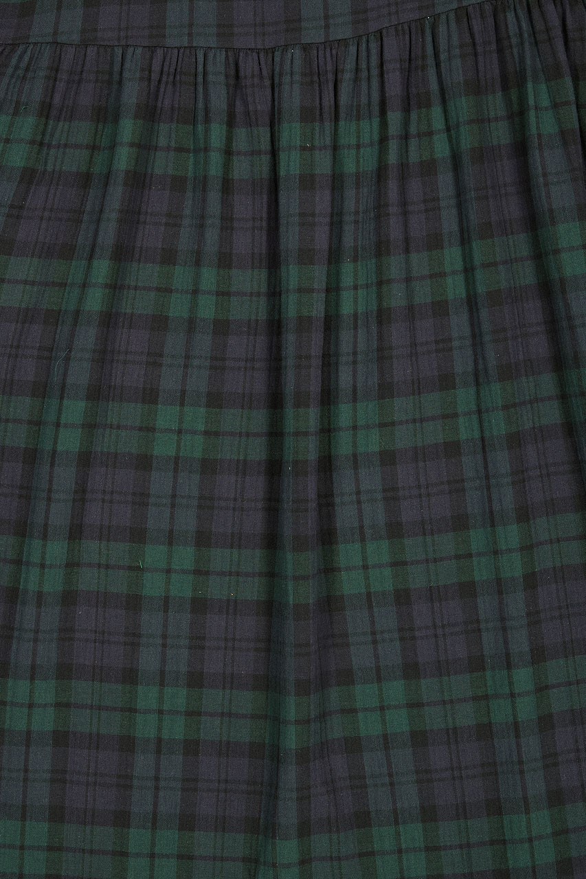 Double Faced Cotton Check Pinafore Dress, Green