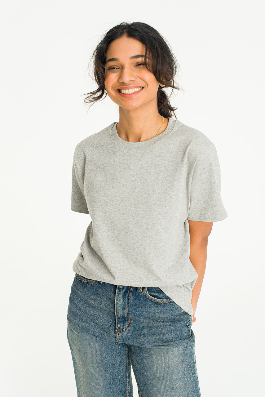Hana Boy Fit Crew Neck Tee, Mel Grey