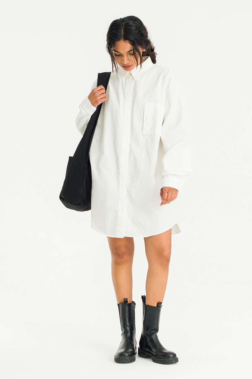 Oxford Mini Shirt Dress, Ivory