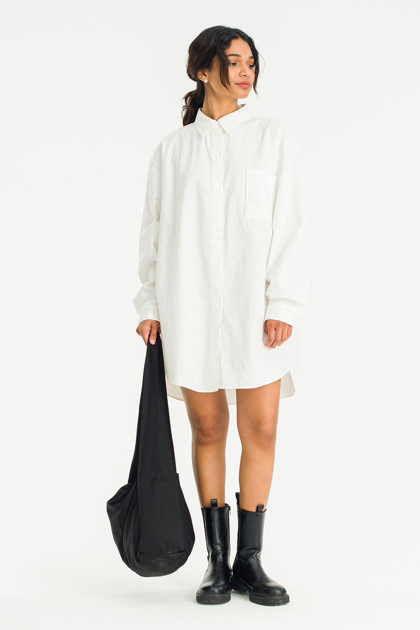 Oxford Mini Shirt Dress, Ivory