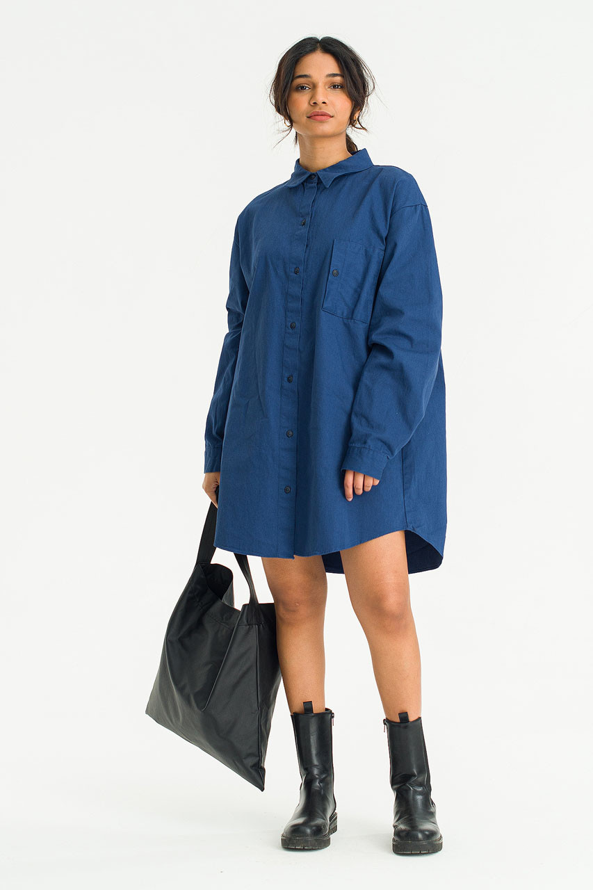 Oxford Mini Shirt Dress, Navy