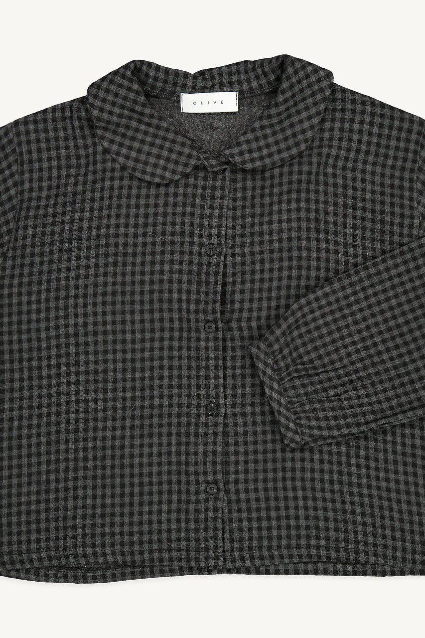 Hoya Peter Pan Collar Gingham Blouse, Charcoal