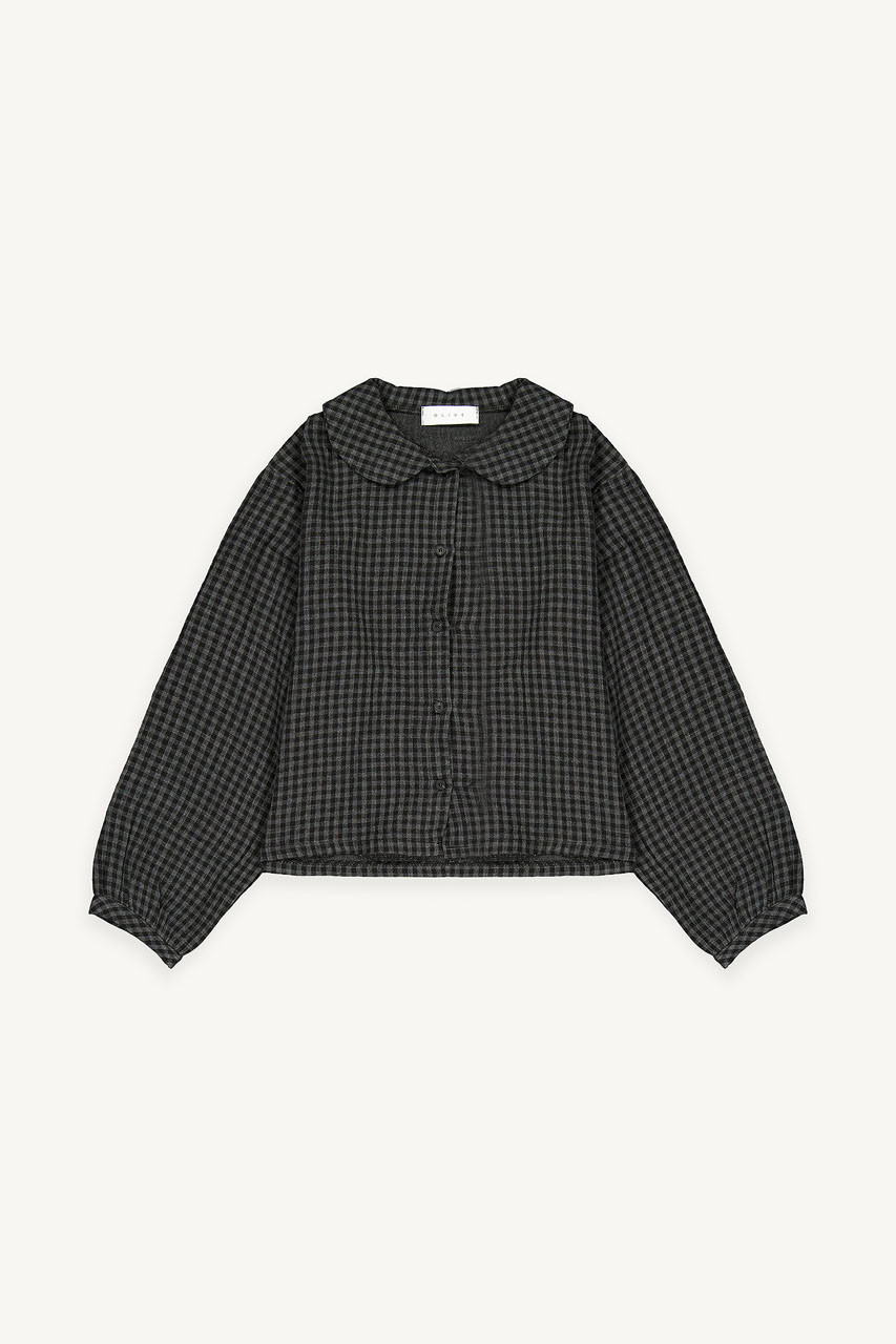 Hoya Peter Pan Collar Gingham Blouse, Charcoal