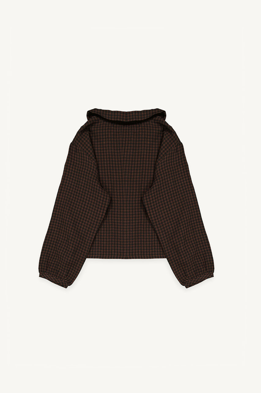 Hoya Peter Pan Collar Gingham Blouse, Brown