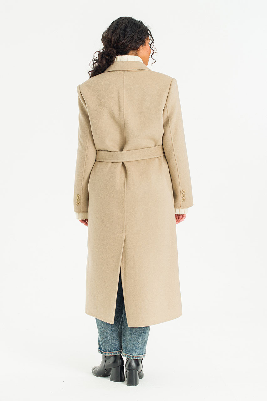 Ella Double Button Seamless Coat, Sage