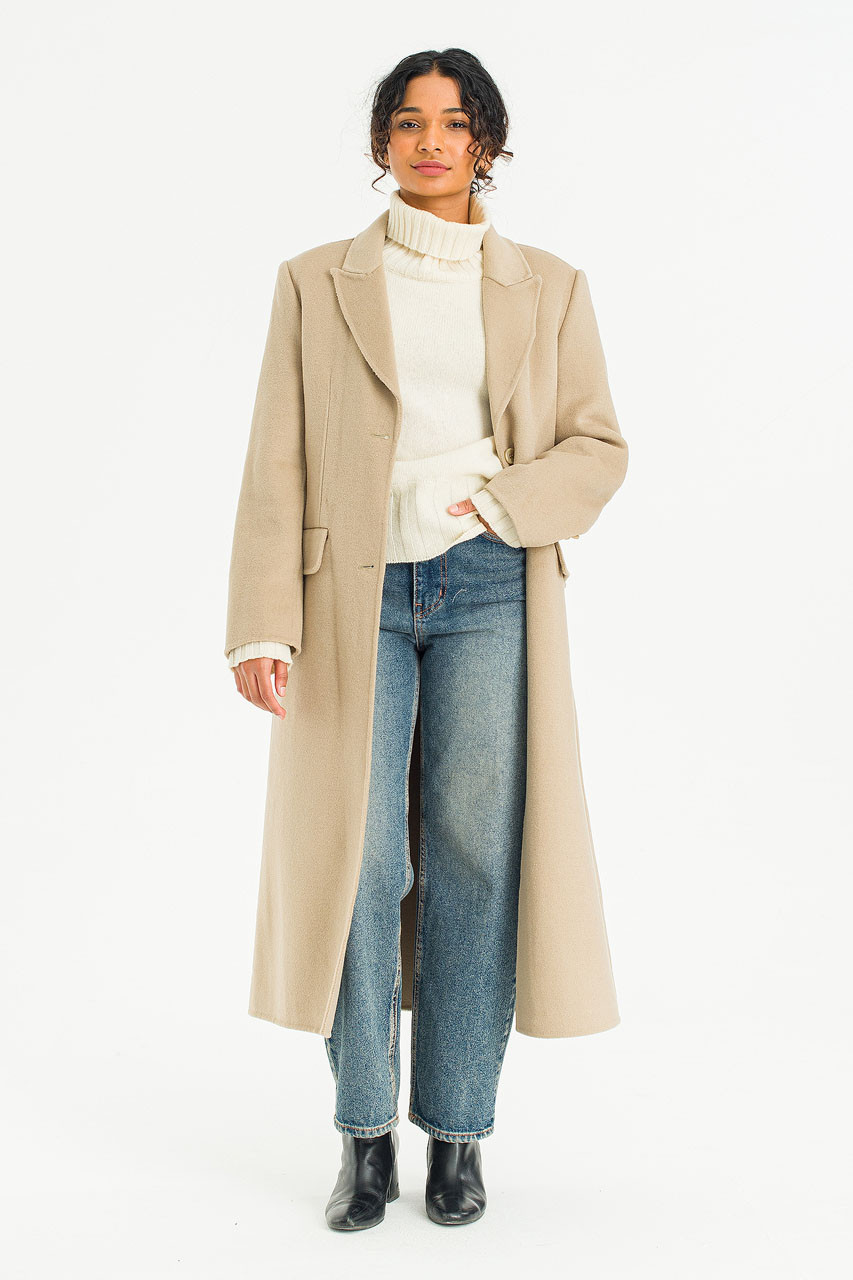 Ella Double Button Seamless Coat, Sage