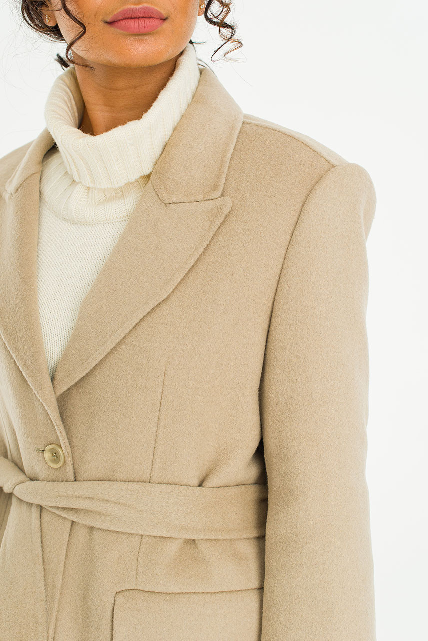 Ella Double Button Seamless Coat, Sage