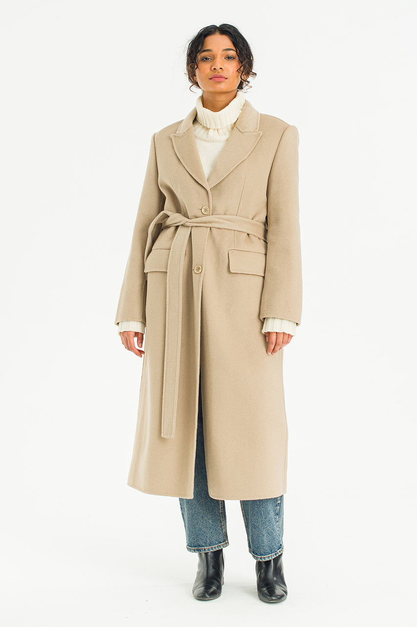 Ella Double Button Seamless Coat, Sage