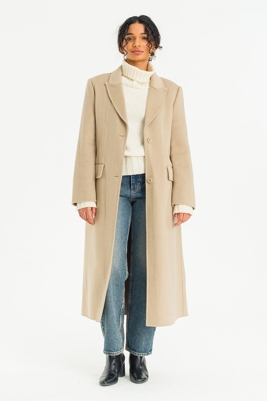 Ella Double Button Seamless Coat, Sage