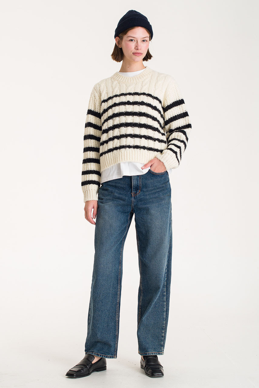 Cable Stripe Jumper, Ivory