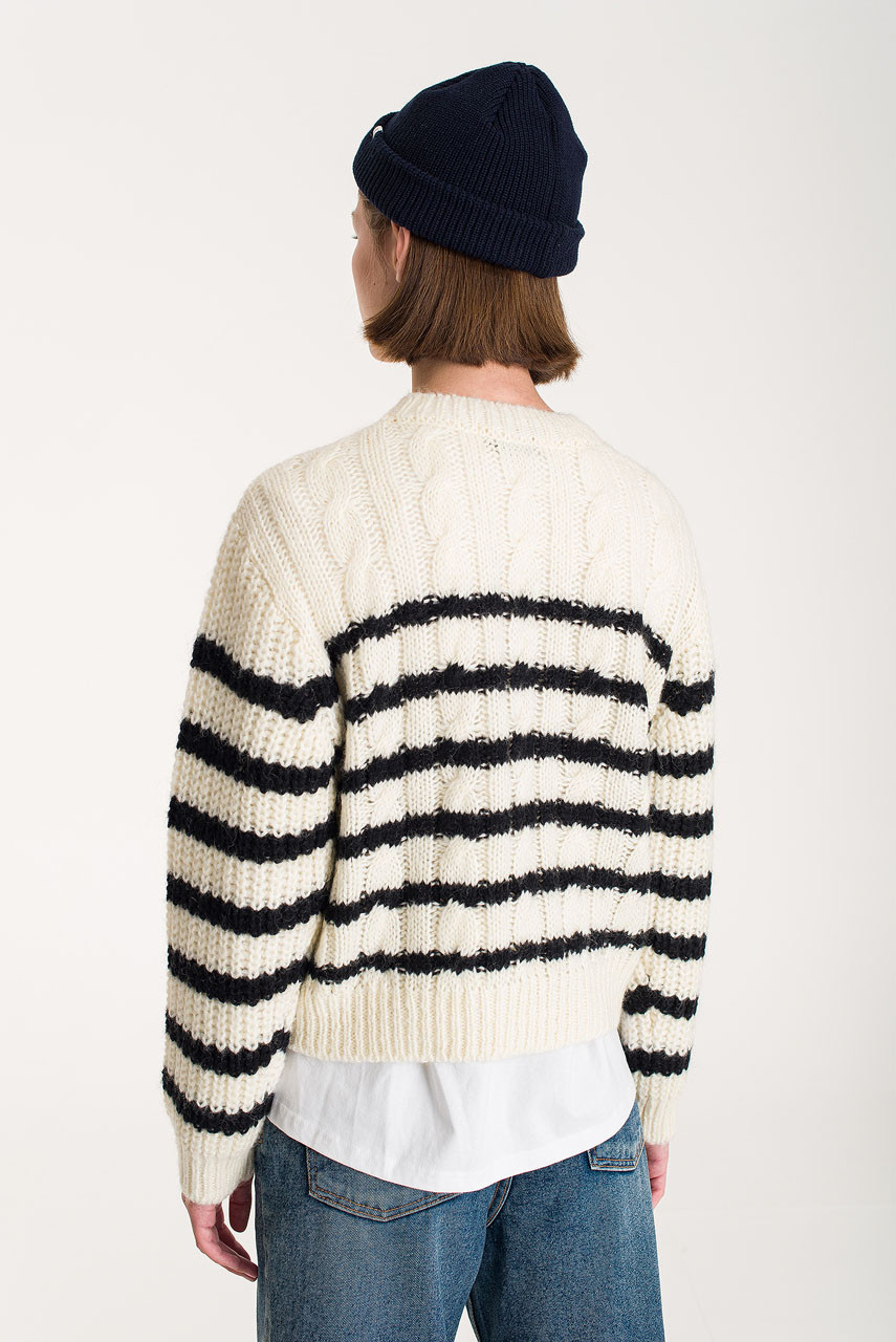 Cable Stripe Jumper, Ivory
