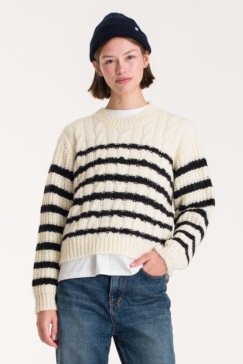 Cable Stripe Jumper, Ivory