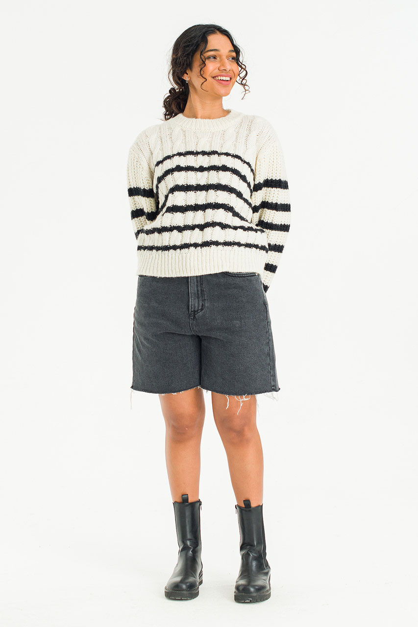 Cable Stripe Jumper, Ivory