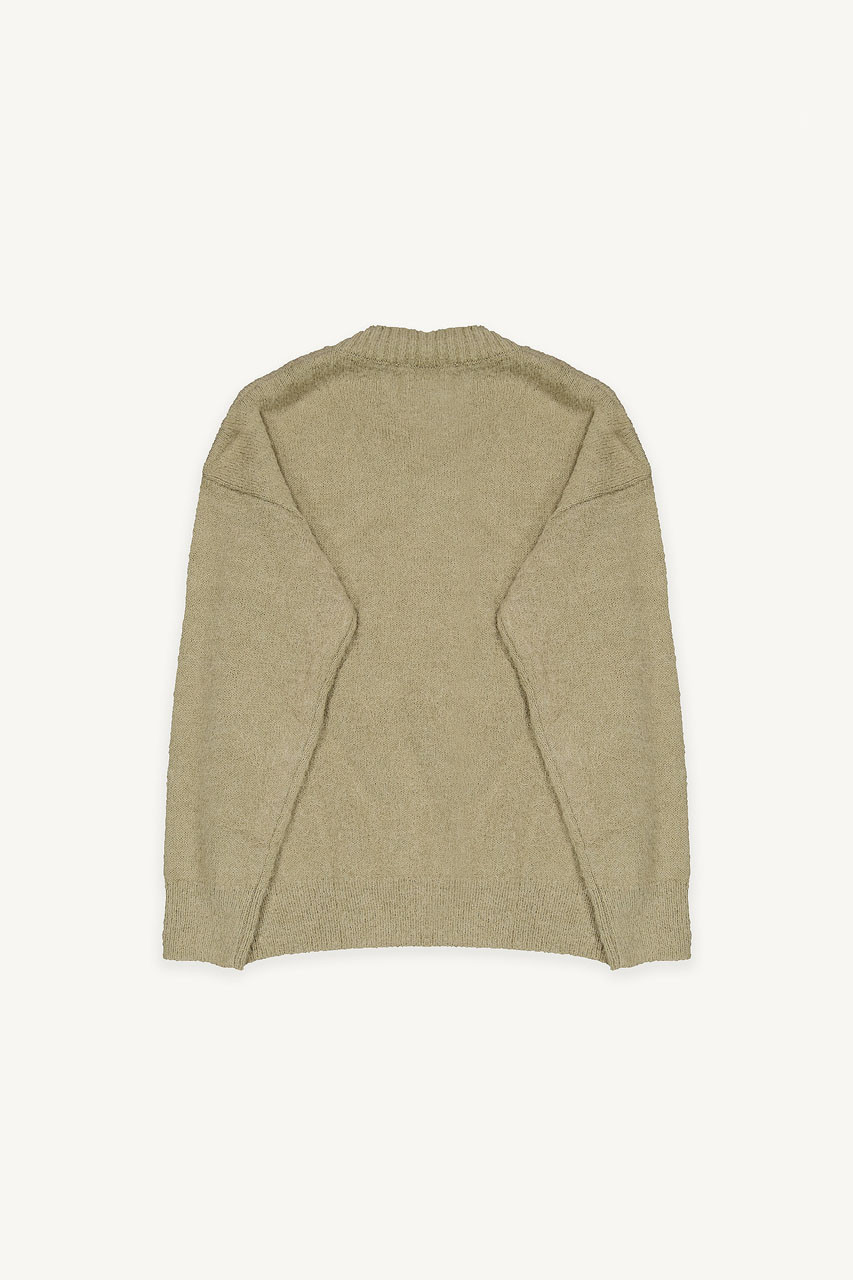 Blushed V Neck Jumper, Khaki