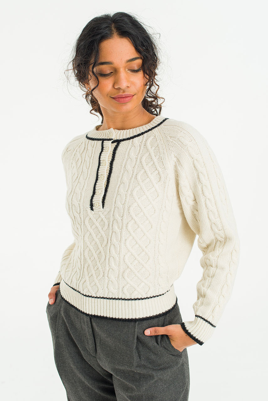 Fisher Button Jumper, Ivory