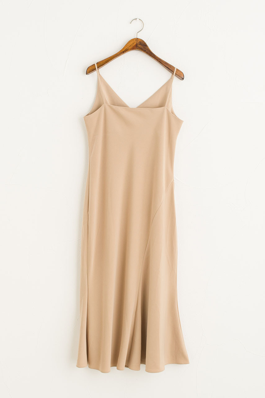 Laura Satin Sleeveless Dress, Creambeige