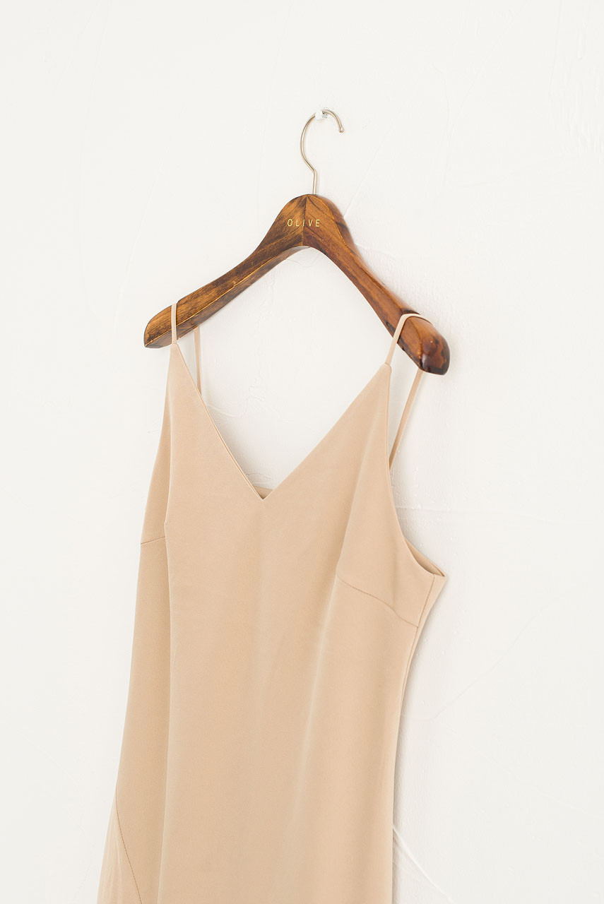 Laura Satin Sleeveless Dress, Creambeige