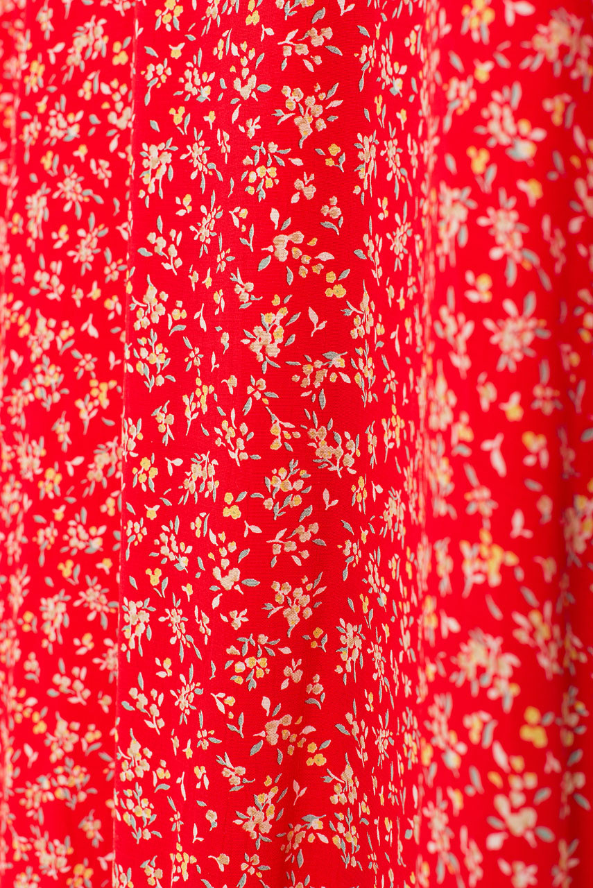 Frill Neck Long Dress, Red