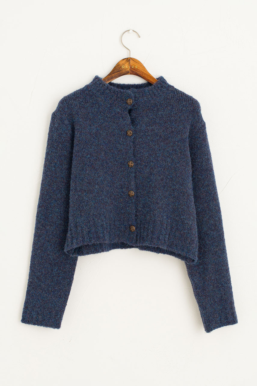 Hana Mini Crop Cardigan, Slate Blue