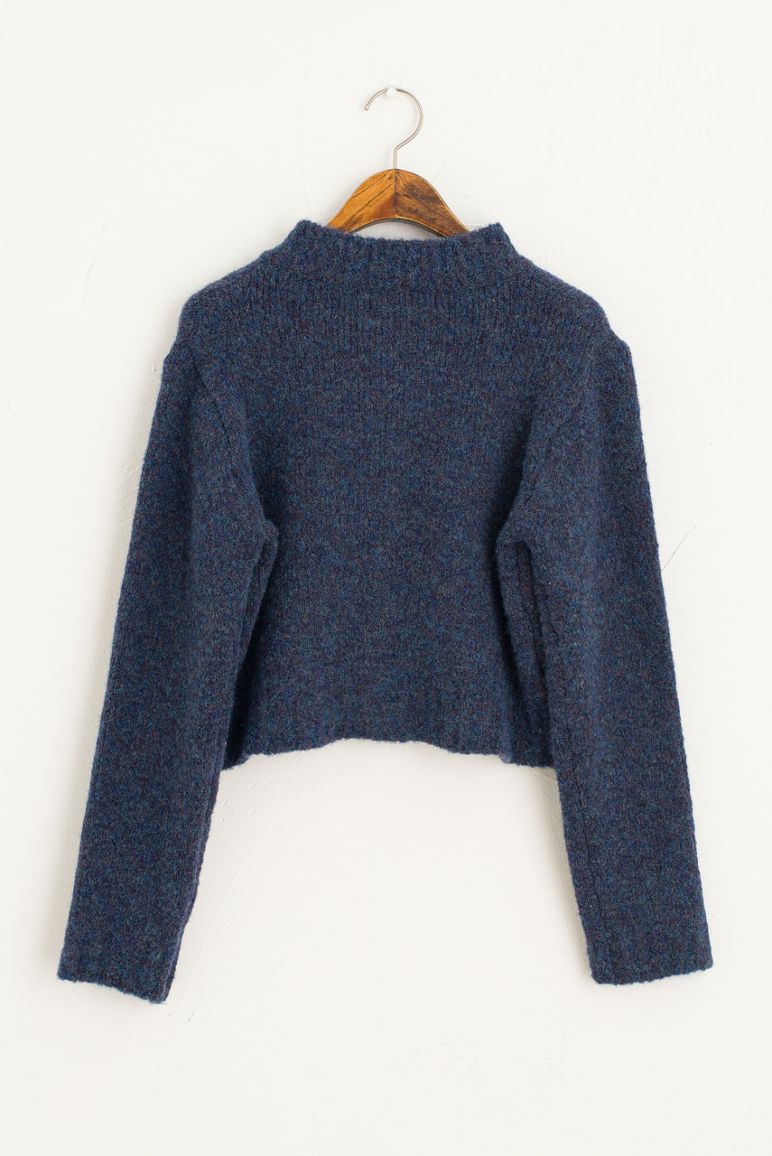 Hana Mini Crop Cardigan, Slate Blue