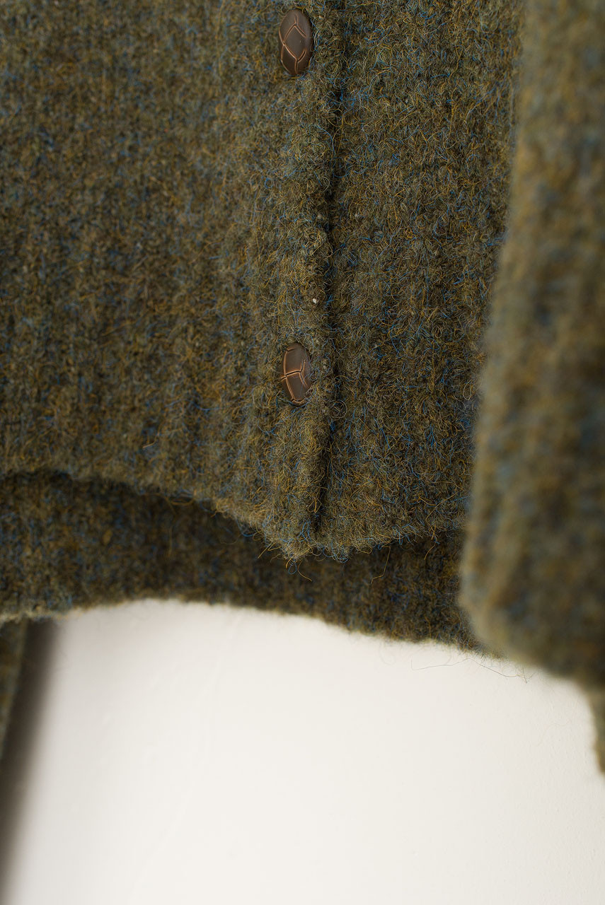 Hana Mini Crop Cardigan, Khaki Melange