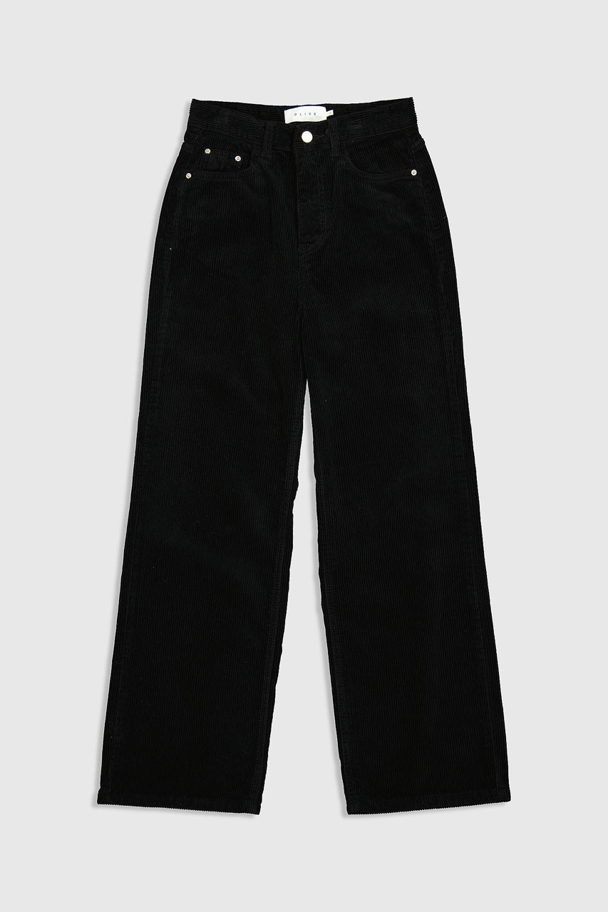 Tomo Colour Cord Pants, Black