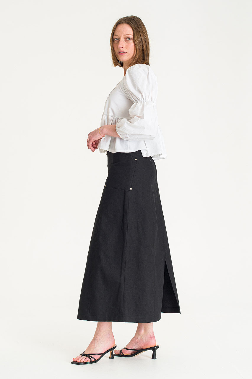 Kiko Cotton Long Skirt, Black