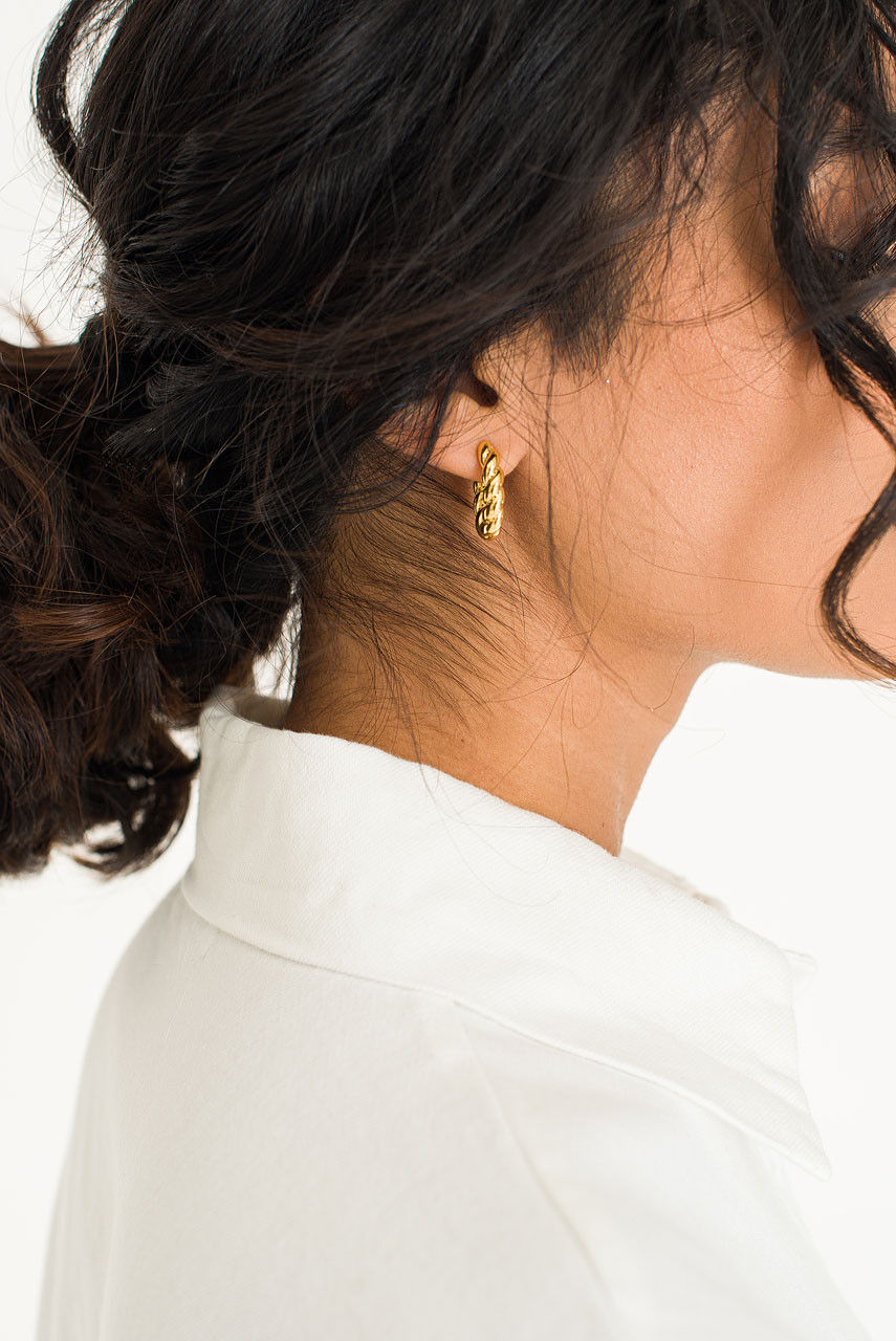 Olivia Twine Earrings, 14K Gold Plated