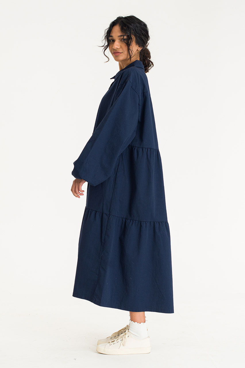 Leon Long Tiered Dress, Navy
