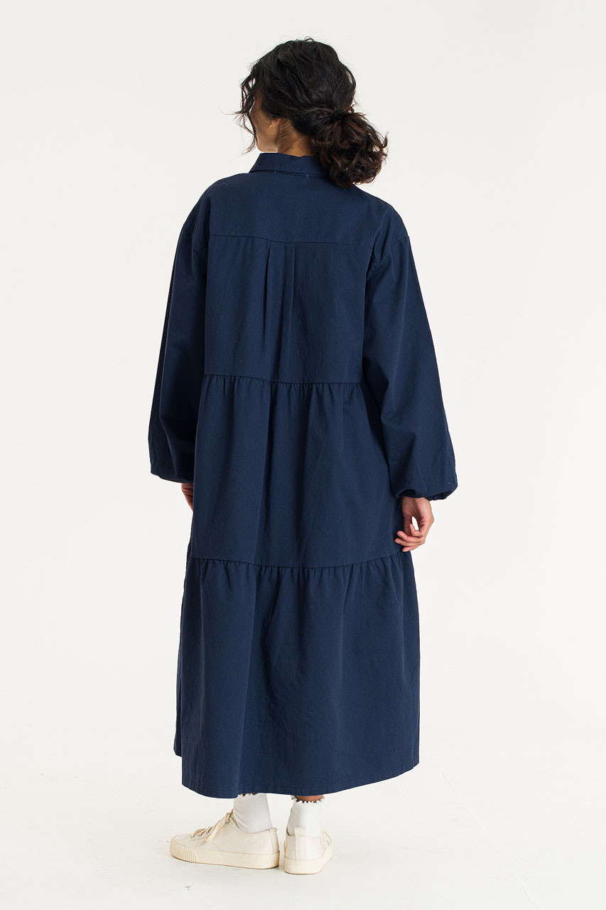 Leon Long Tiered Dress, Navy