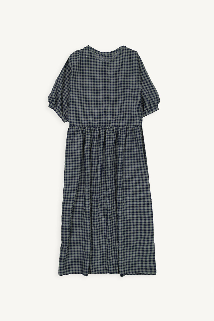 Gingham Babydoll Dress, Navy