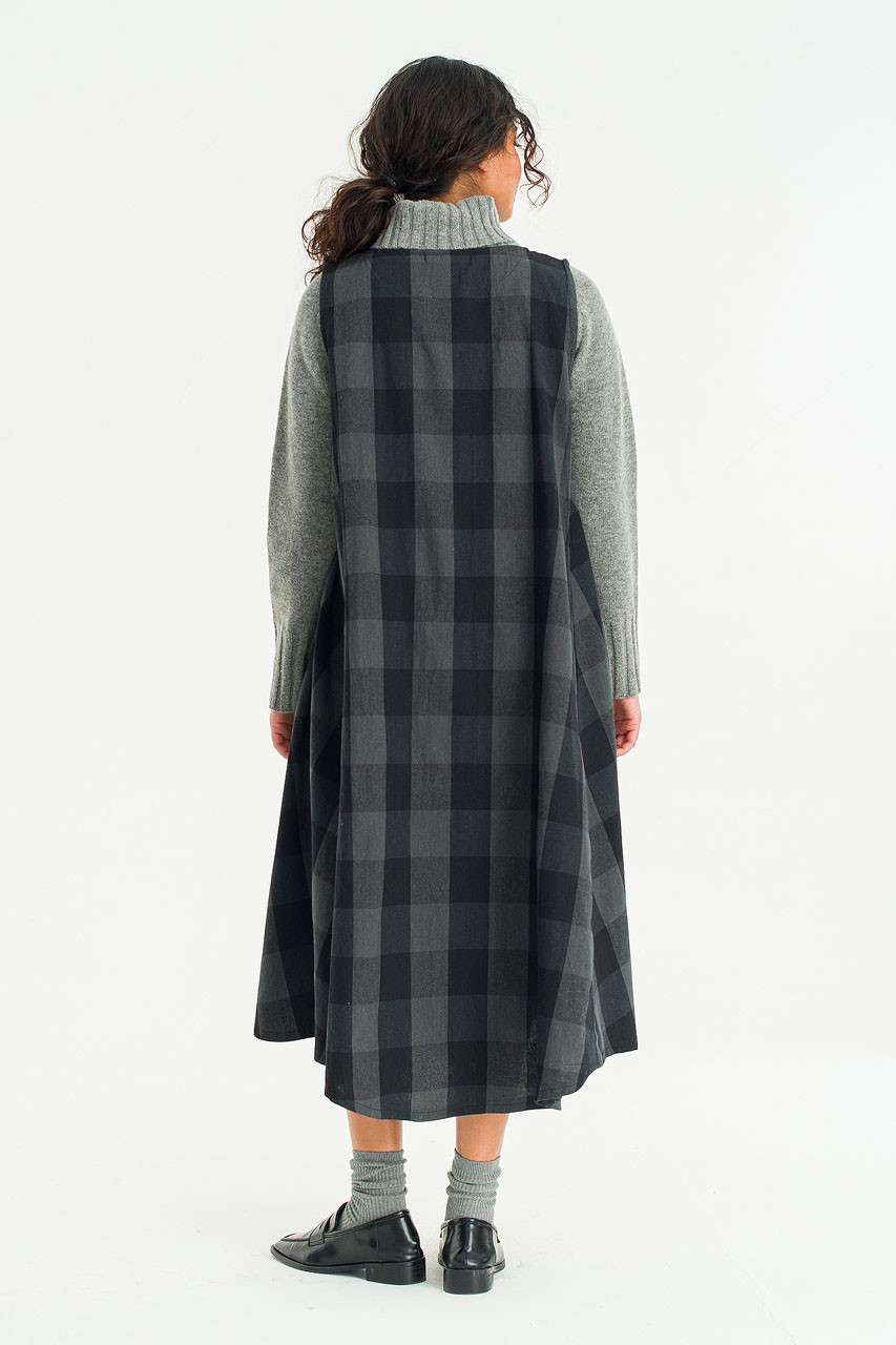 Fiona Check Pinafore Dress, Charcoal